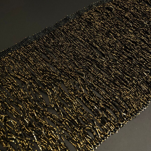 Franja Lurex - Preto e Dourado - 18 cm 